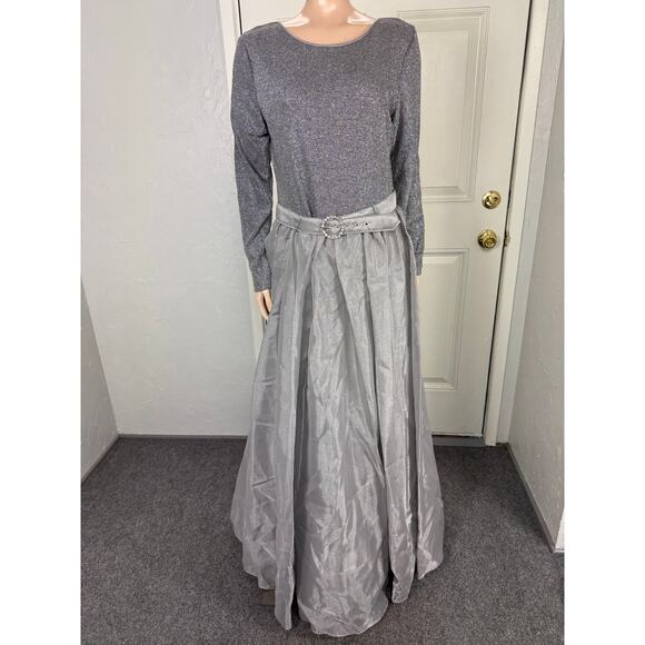 Vintage 90's Y2K Jessica Mcclintock Dress 12 Prom Party Formal Metallic Maxi I1 - Picture 1 of 8
